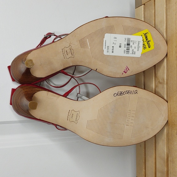 Stuart Weitzman 👠 Red Patent Leather Stiletto Heels 👠 11M 🆕 - Picture 7 of 9